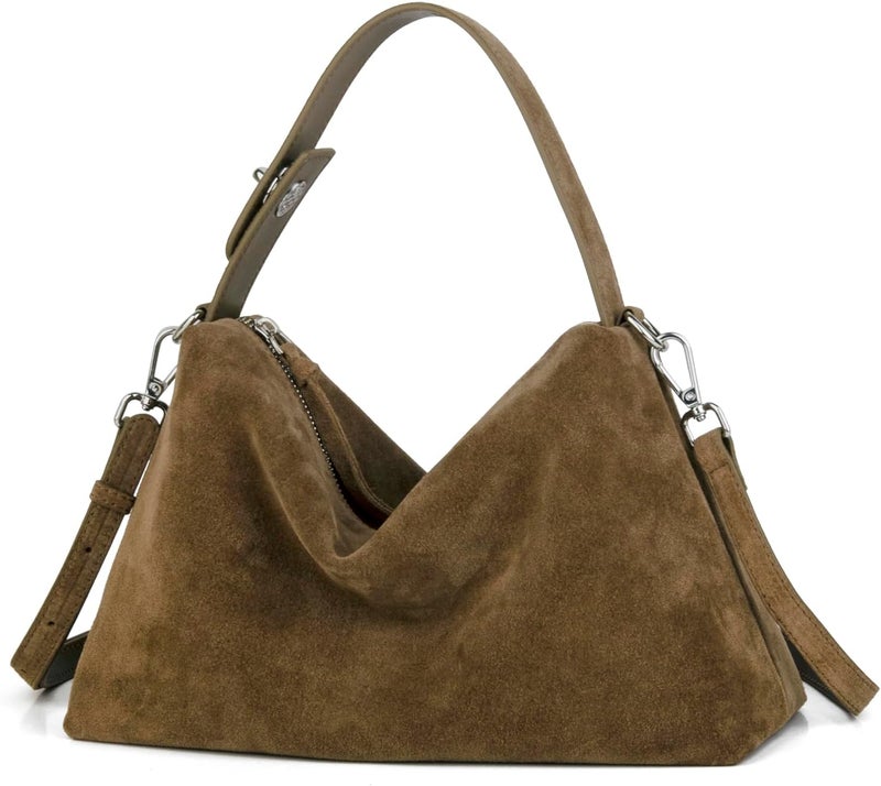 DONNAIN Premium Suede Leather Crossbody Bags for Women, Slouchy Suede Shoulder Bag with Adjustable Strap and Tote Handbag - Image 1